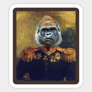 Gorilla Retro Military Portrait Sticker